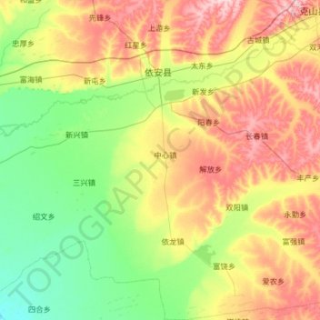 Топографическая карта Yi'an County, высота, рельеф