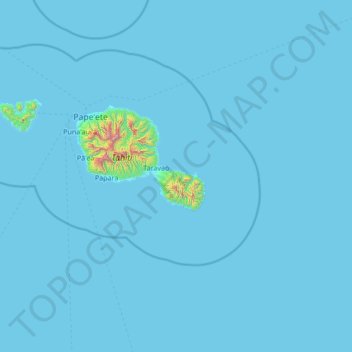 Топографическая карта Taiarapu-Est, высота, рельеф