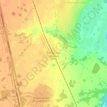 Топографическая карта Красный Боец, высота, рельеф