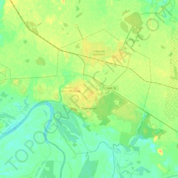 Топографическая карта городской округ Лангепас, высота, рельеф