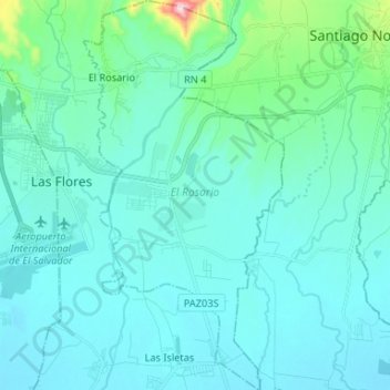 Топографическая карта El Rosario, высота, рельеф