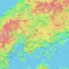 Топографическая карта 広島県, высота, рельеф