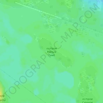 Топографическая карта остров Малый Тамб, высота, рельеф