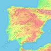 Топографическая карта Península ibérica, высота, рельеф
