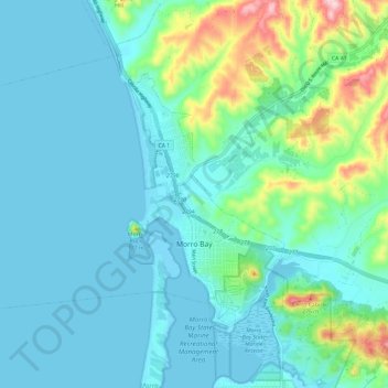 Топографическая карта Morro Bay, высота, рельеф