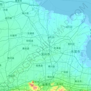 Топографическая карта Binzhou, высота, рельеф