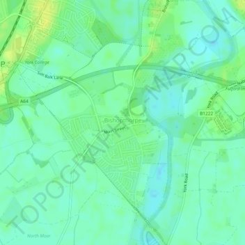 Топографическая карта Bishopthorpe, высота, рельеф