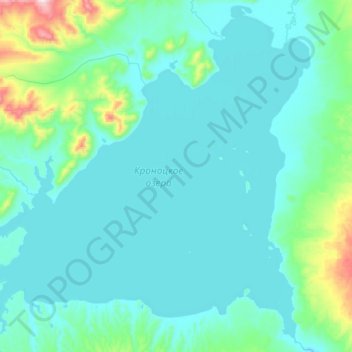 Топографическая карта Кроноцкое озеро, высота, рельеф