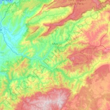 Топографическая карта Ulus, высота, рельеф