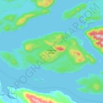 Топографическая карта Hardwicke Island, высота, рельеф