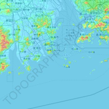 Топографическая карта 珠海市, высота, рельеф