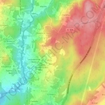 Топографическая карта Poulo, высота, рельеф