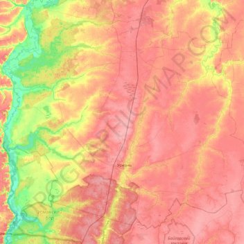 Топографическая карта Усманский район, высота, рельеф