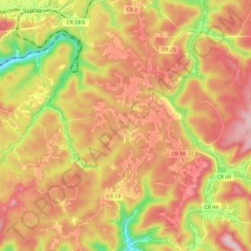 Топографическая карта Coal City, высота, рельеф