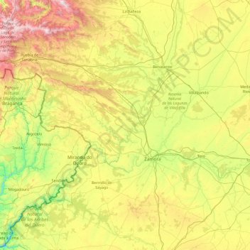 Топографическая карта Самора, высота, рельеф