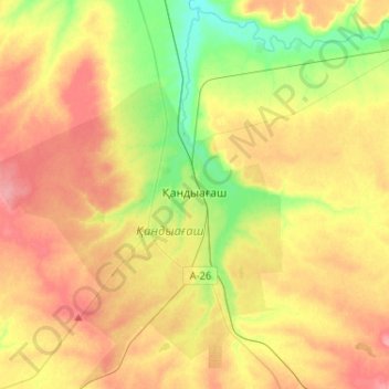 Топографическая карта Кандыагаш, высота, рельеф