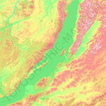 Топографическая карта Байкал, высота, рельеф
