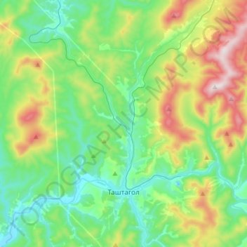 Топографическая карта Таштагол, высота, рельеф