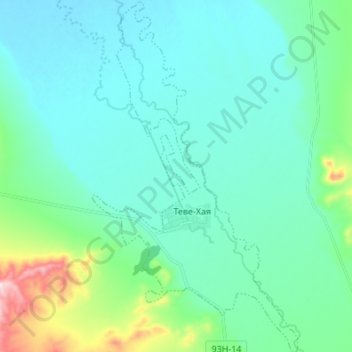 Топографическая карта Теве-Хаинский сумон, высота, рельеф