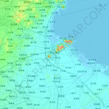 Топографическая карта 连云港市, высота, рельеф
