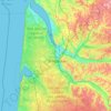 Топографическая карта Gironde, высота, рельеф