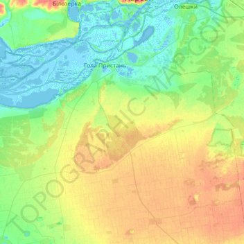 Топографическая карта Голопристанская городская община, высота, рельеф
