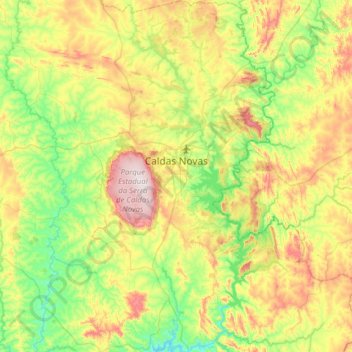 Топографическая карта Caldas Novas, высота, рельеф