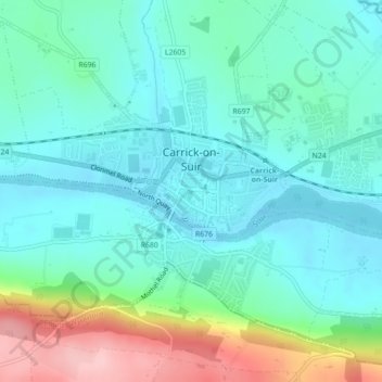 Топографическая карта Carrick-on-Suir, высота, рельеф