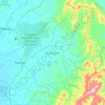 Топографическая карта Balangan, высота, рельеф