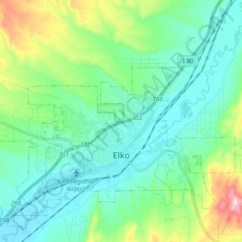 Топографическая карта Elko, высота, рельеф