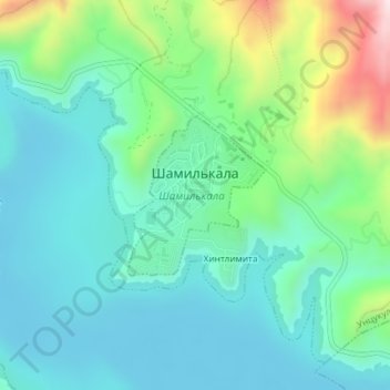 Топографическая карта Шамилькала, высота, рельеф