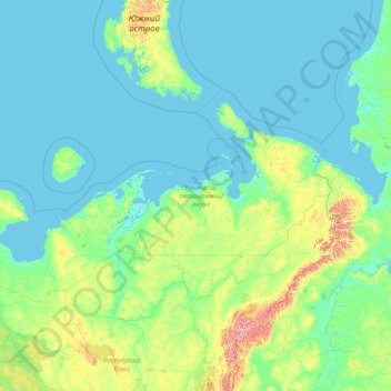 Топографическая карта Заполярный район, высота, рельеф