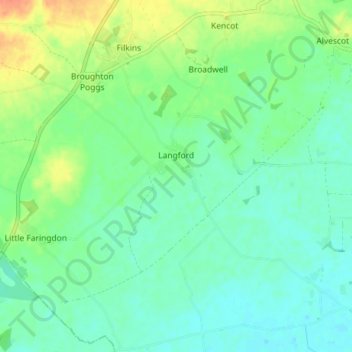 Топографическая карта Broughton Poggs, высота, рельеф