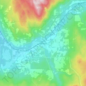 Топографическая карта Houston, высота, рельеф