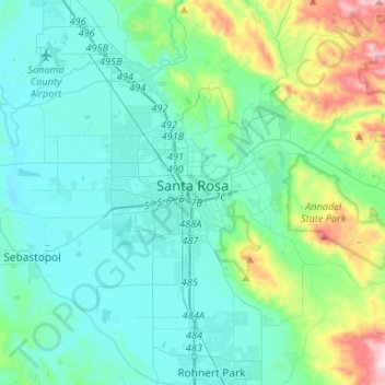 Топографическая карта Santa Rosa, высота, рельеф