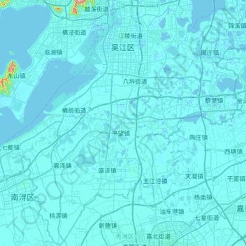 Топографическая карта 吴江区, высота, рельеф