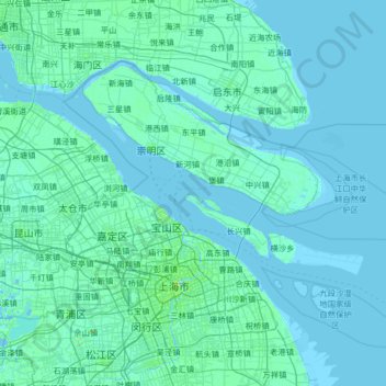 Топографическая карта 崇明区, высота, рельеф