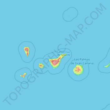Топографическая карта Канарские острова, высота, рельеф