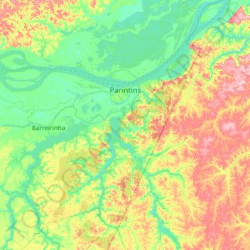 Топографическая карта Parintins, высота, рельеф