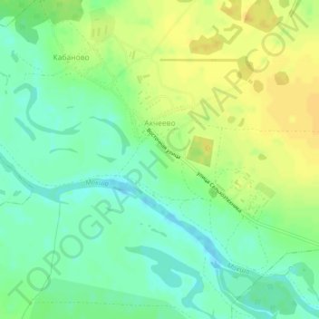 Топографическая карта Акчеево, высота, рельеф