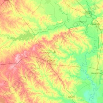 Топографическая карта Washington County, высота, рельеф