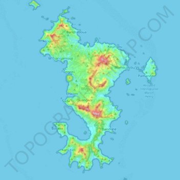 Топографическая карта Майотта, высота, рельеф