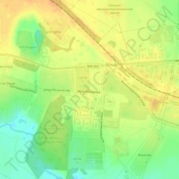 Топографическая карта Руэм, высота, рельеф