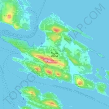 Топографическая карта Mayne Island, высота, рельеф