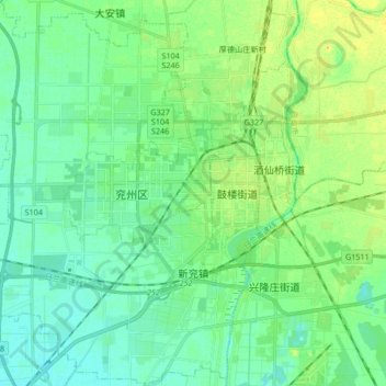 Топографическая карта 新兖镇, высота, рельеф