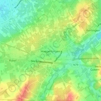 Топографическая карта Hoepertingen, высота, рельеф