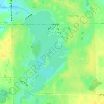 Топографическая карта Lake Ovid, высота, рельеф