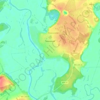 Топографическая карта Темниковское городское поселение, высота, рельеф