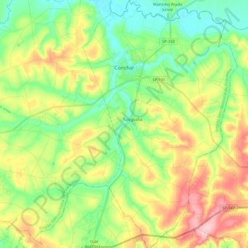 Топографическая карта Conchal, высота, рельеф