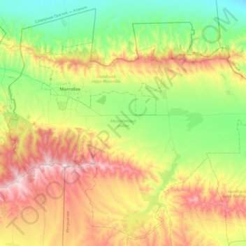 Топографическая карта Малгобекский район, высота, рельеф